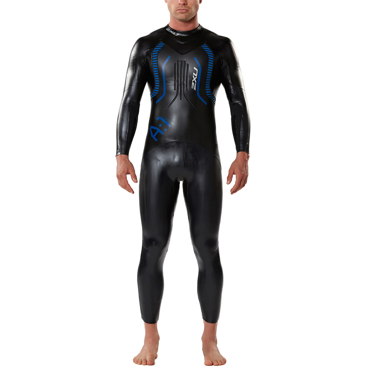 2017 2XU MENS A: 1 AKTIVT Triathlon Wetsuit BLACK / COBALT BLUE MW2304c