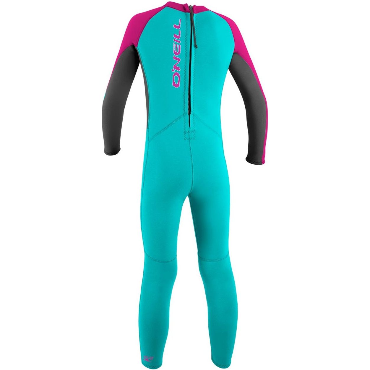 2026 O'neill Småbørn Reactor 2mm Back Zip Våddragt 4868 - Aqua / Berry
