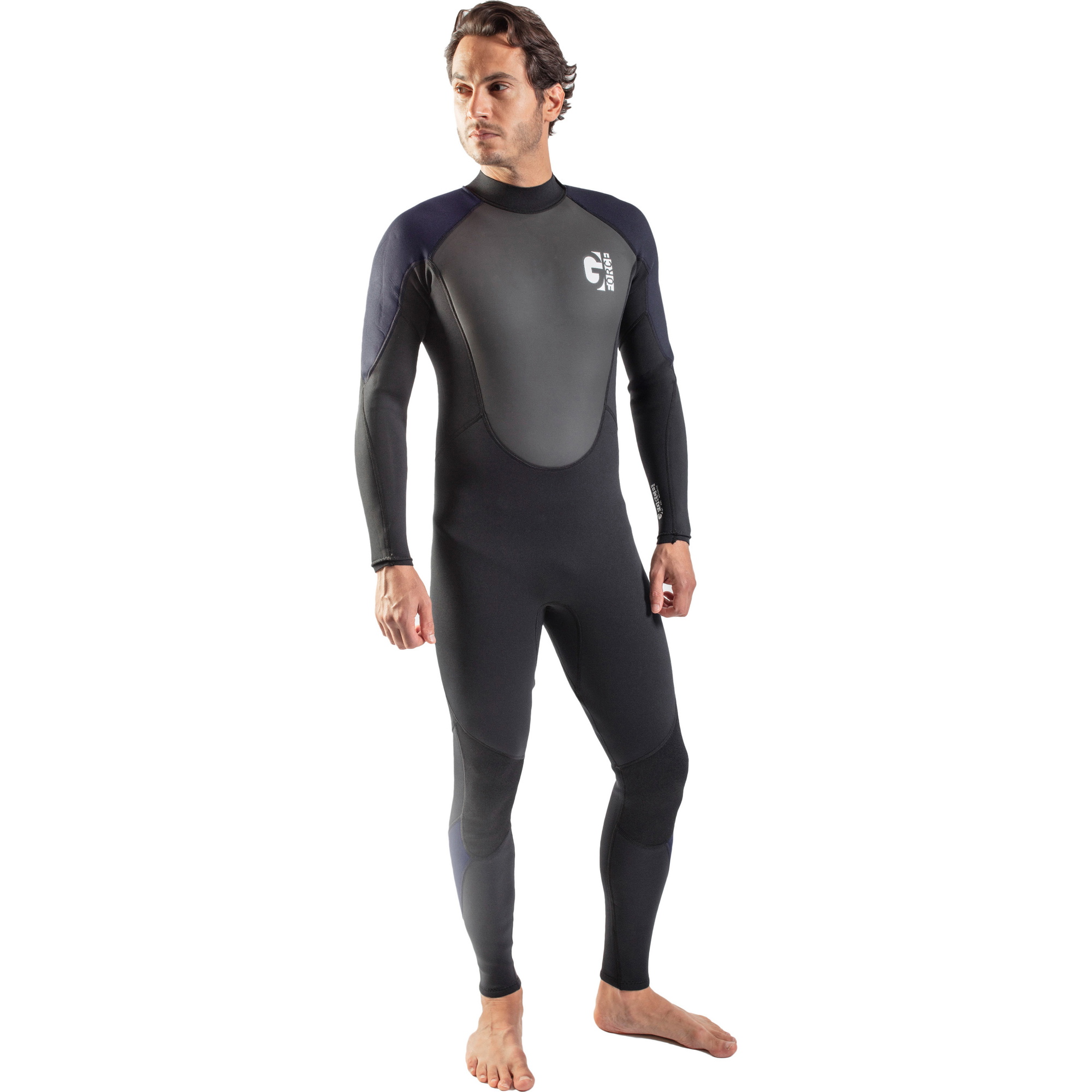 2026 Gul Herre G-Force 3mm Back Zip Flatlock Våddragt GF1305-B7 - Black / Navy