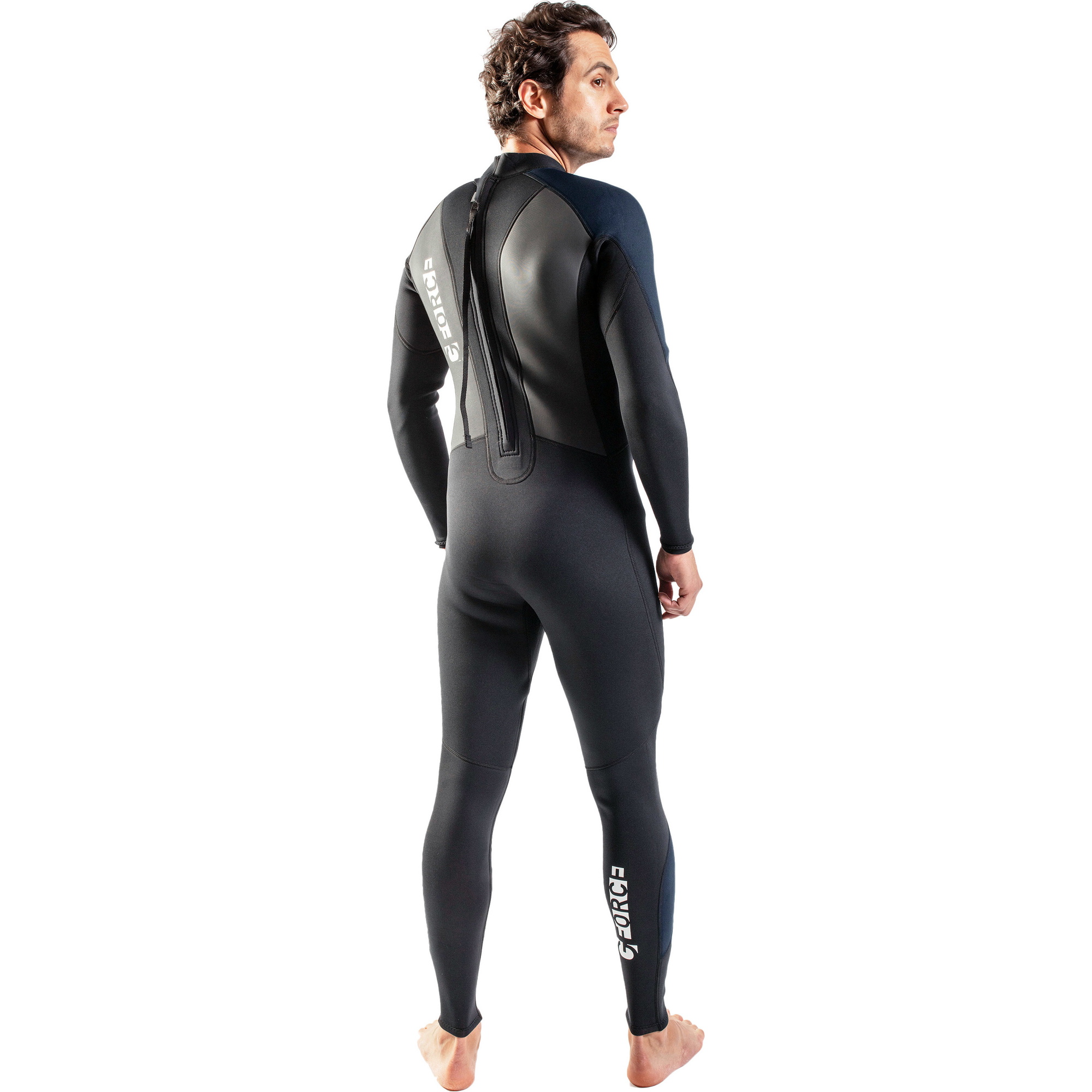 2026 Gul Herre G-Force 3mm Back Zip Flatlock Våddragt GF1305-B7 - Black / Navy