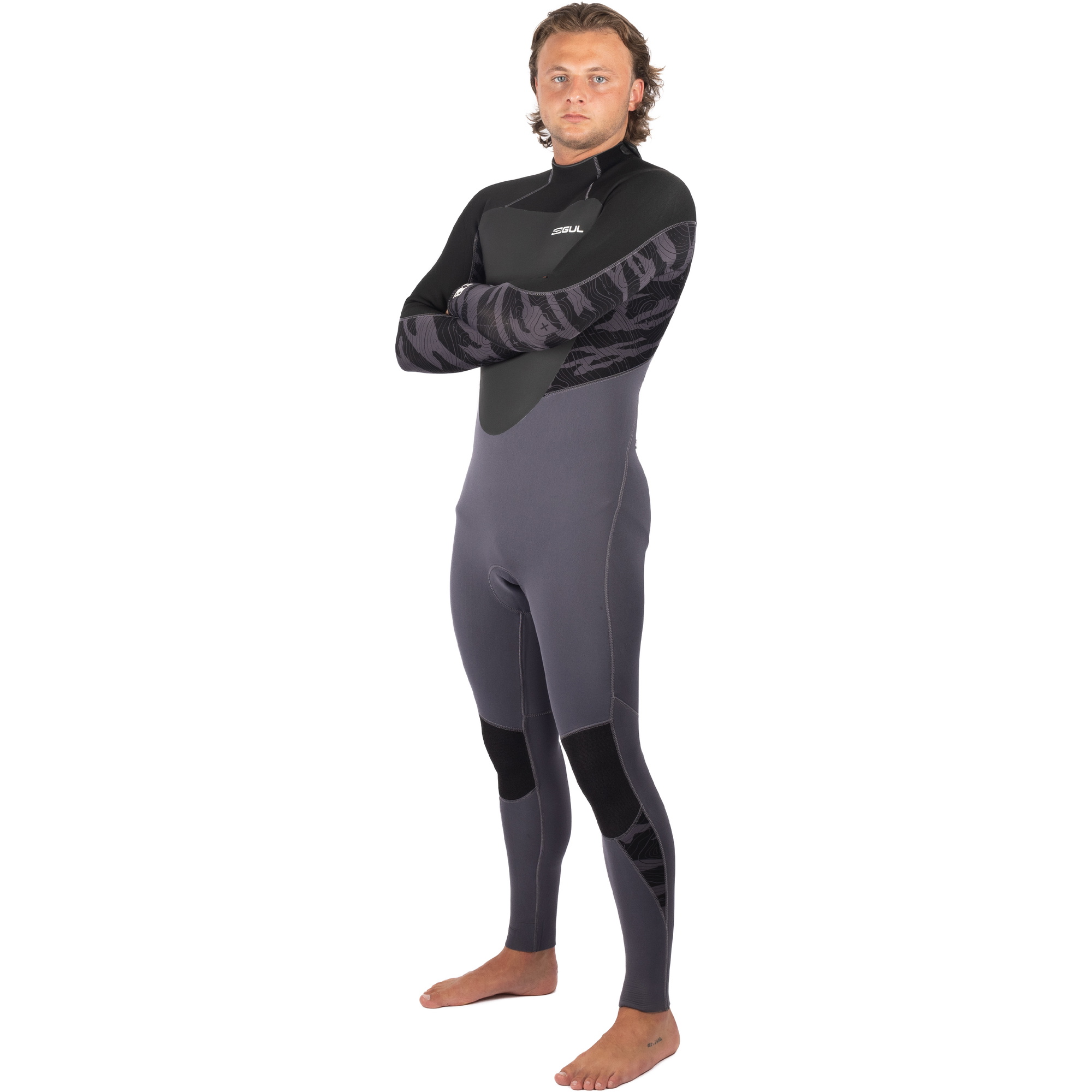 2025 Generøs Mand Response 5/3mm Gbs Back Zip Våddragt Re1213-c1 - Grå/sort