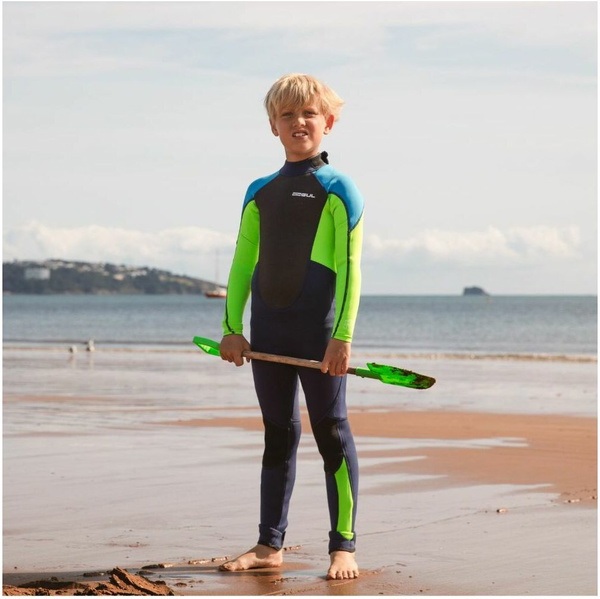 2025 Gul Junior Response 3/2mm Flatlock Back Zip Våddragt RE1322-C1 - Navy / Lime