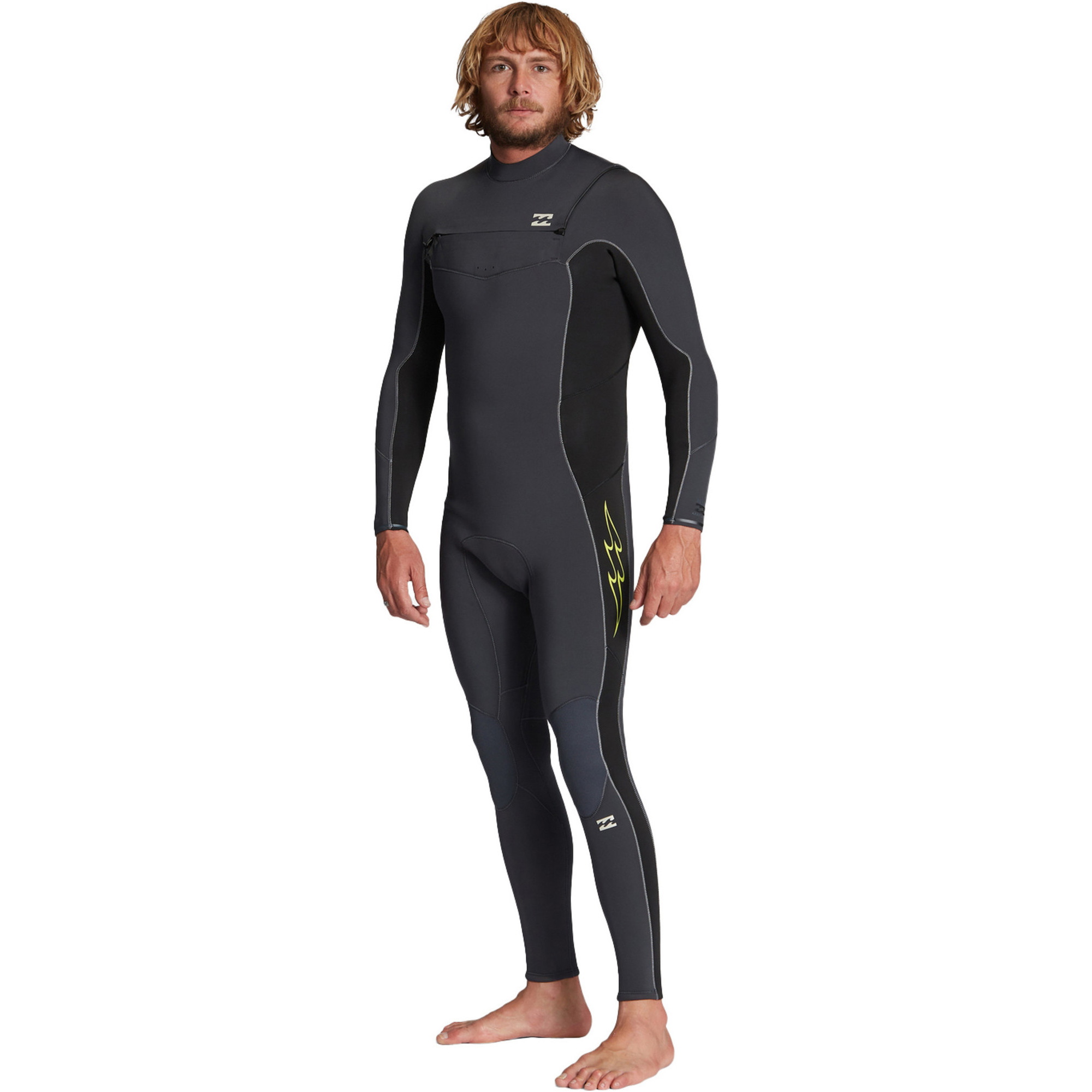 2024 Billabong Mænd Absolute 3/2mm Gbs Chest Zip Våddragt Abyw100192 - Grå