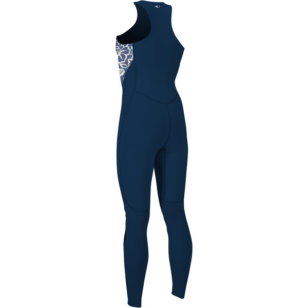 2024 O'neill Kvinder Bahia 1.5mm Front Zip Long Jane Våddragt 4860 - Fransk Navy / Crisflor