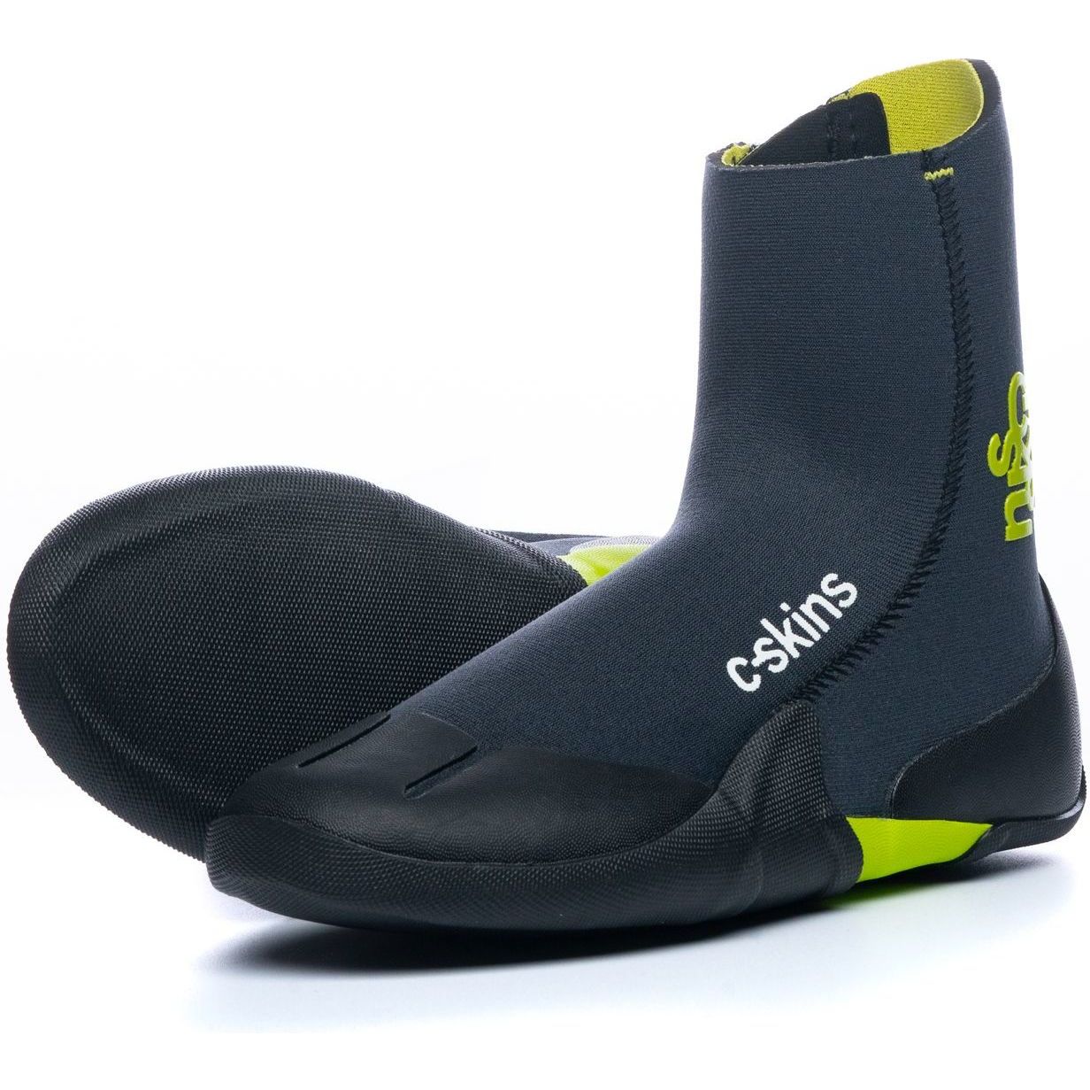 2026 C-Skins Junior Legend 3.5mm Neoprenstøvler Med Lynlås Og Rund Snude C-BOLEJZ - Graphite / Flash Green / Black