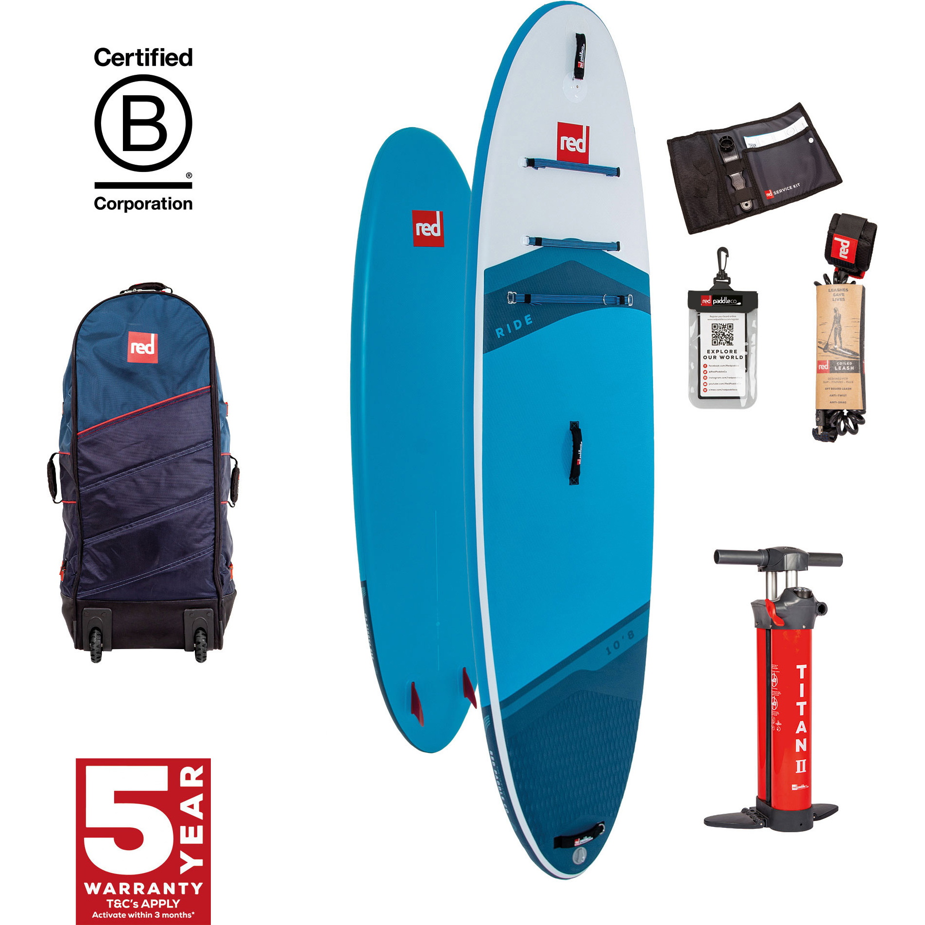 2026 Red Paddle Co 10'8'' Ride MSL Stand Up Paddle Board , Taske Og Pumpe 001-001-001-0101 - Blue