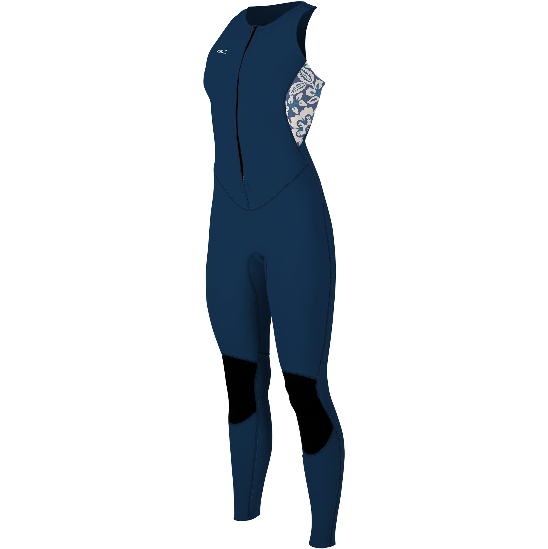 2024 O'neill Kvinder Bahia 1.5mm Front Zip Long Jane Våddragt 4860 - Fransk Navy / Crisflor