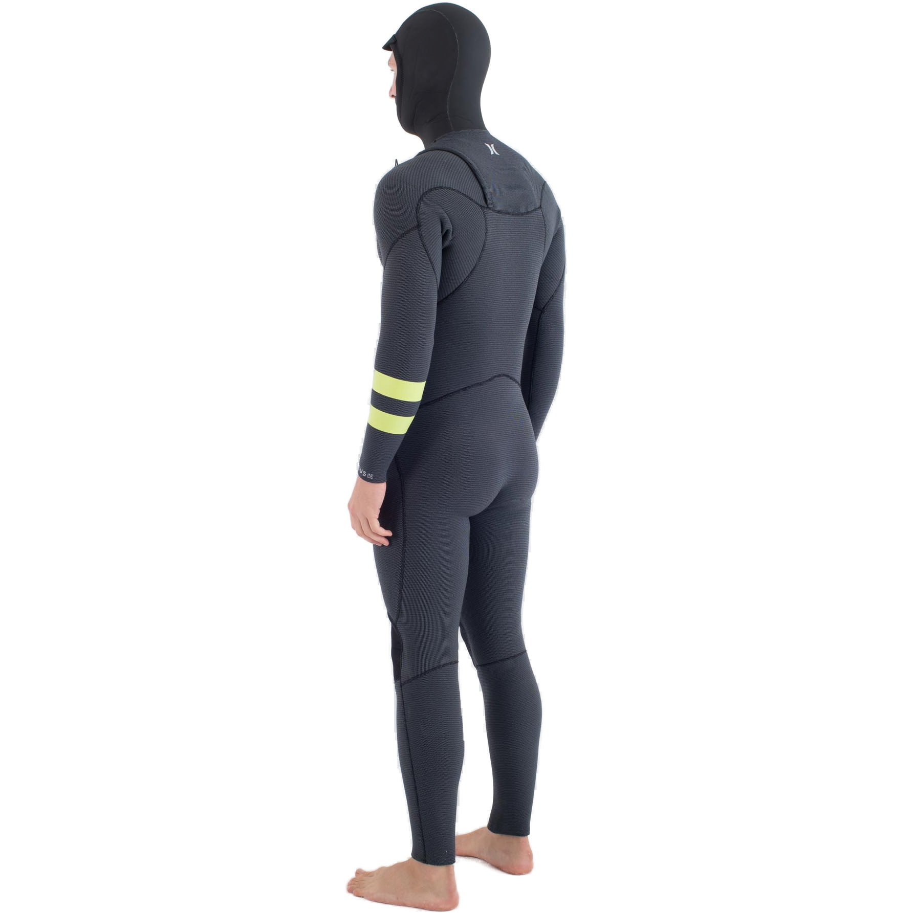 2025 Hurley Herre Plus 5/3mm Hætteklædt Chest Zip Våddragt MFS0012543 - Black / Citron