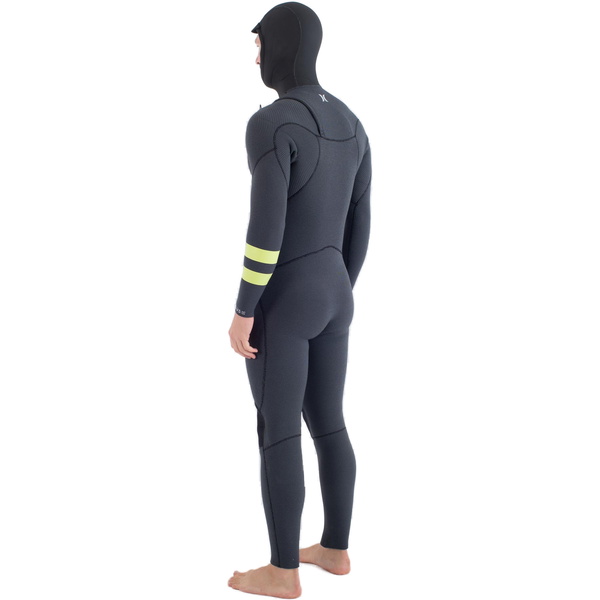 2025 Hurley Herre Plus 5/3mm Hætteklædt Chest Zip Våddragt MFS0012543 - Black / Citron