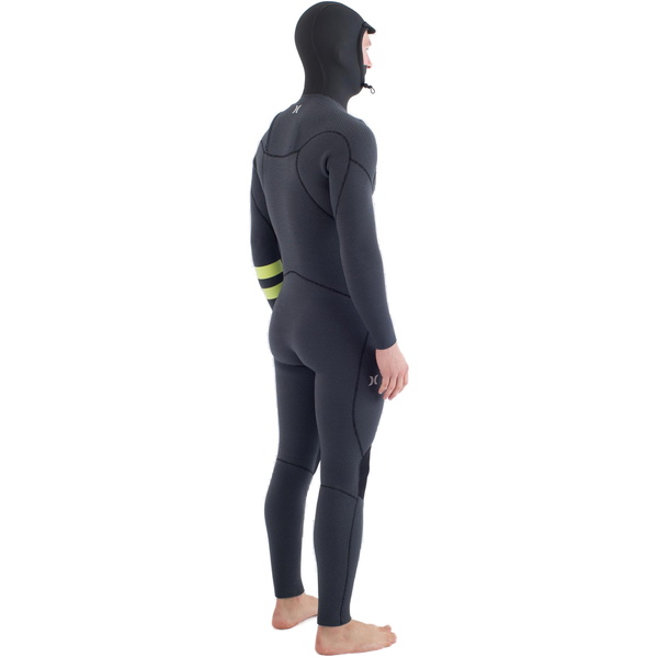 2025 Hurley Herre Plus 5/3mm Hætteklædt Chest Zip Våddragt MFS0012543 - Black / Citron