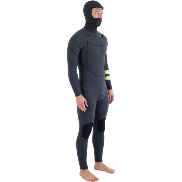 2025 Hurley Herre Plus 5/3mm Hætteklædt Chest Zip Våddragt MFS0012543 - Black / Citron