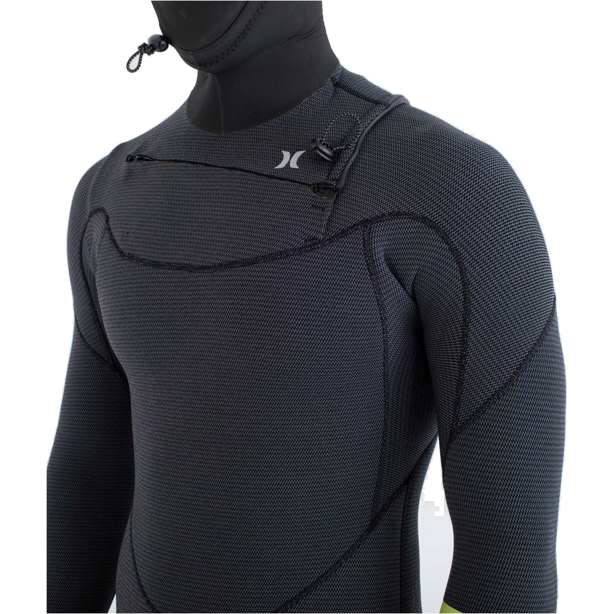2025 Hurley Herre Plus 5/3mm Hætteklædt Chest Zip Våddragt MFS0012543 - Black / Citron