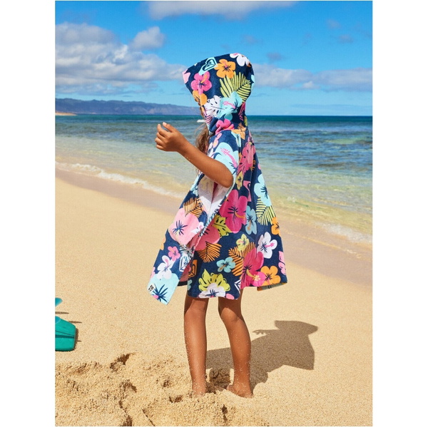 2026 Roxy Junior Stay Magical Trykt Håndklæde Med Hætte ERLAA03064 - Mood Indigo Morning Flowers Tw