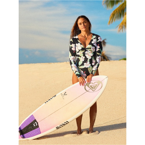 2026 Roxy Beach Classic Langærmet Surfdragt Til Kvinder ERJWR03923 - Anthracite Spring Charming