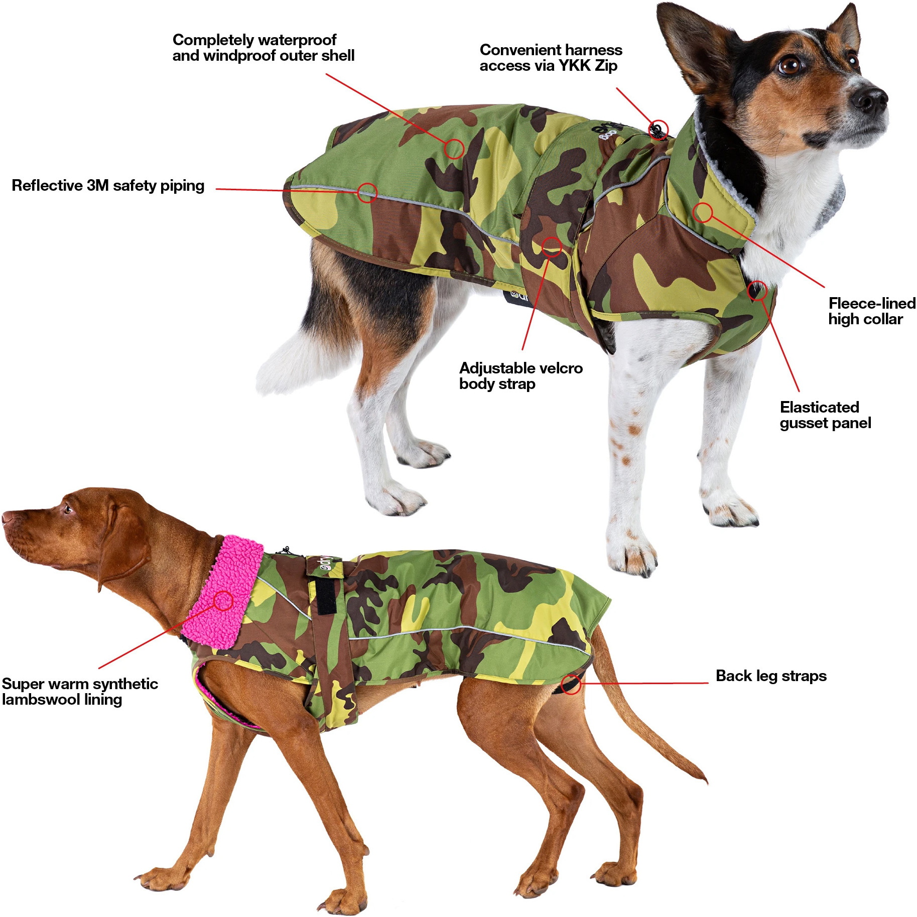 2026 Dryrobe Hundejakke V3DRDC - Pink / Camo