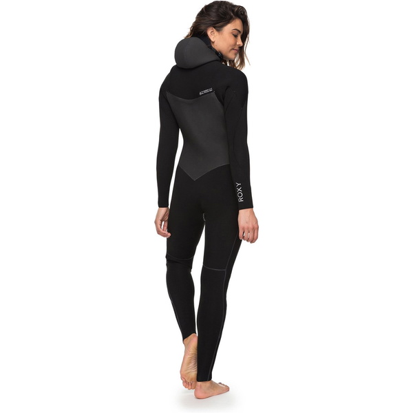 2018 Roxy Womens Performance 5/4 / 3mm Hættetrøje Zip Wetsuit Black ERJW203003