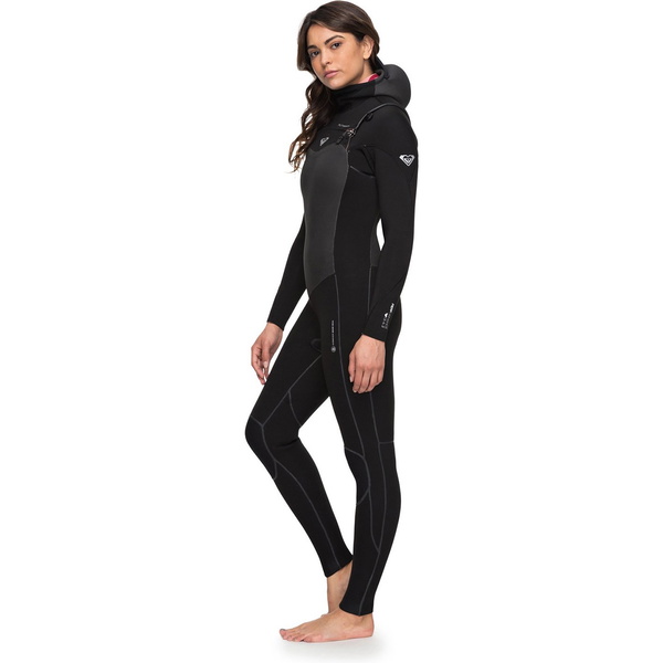 2018 Roxy Womens Performance 5/4 / 3mm Hættetrøje Zip Wetsuit Black ERJW203003