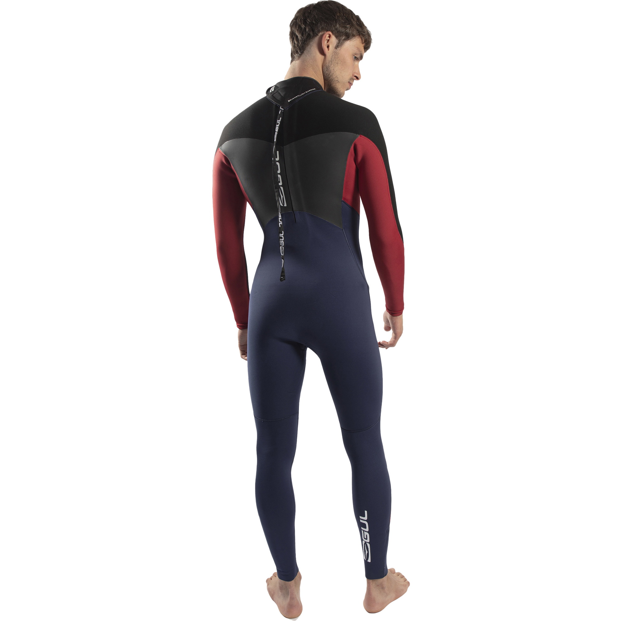 2025 Gul Response 4/3 4/3mm Gbs Våddragt Med Back Zip Bagpå Re1246-c1 - Navy / Rød