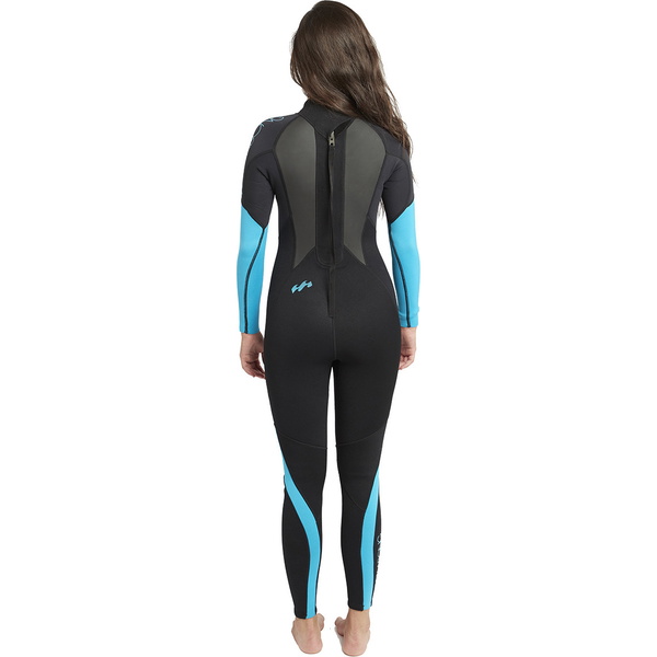 2019 Billabong Kvinders Launch 3/2mm Flatlock Våddragt Sort / Turkis S43g03