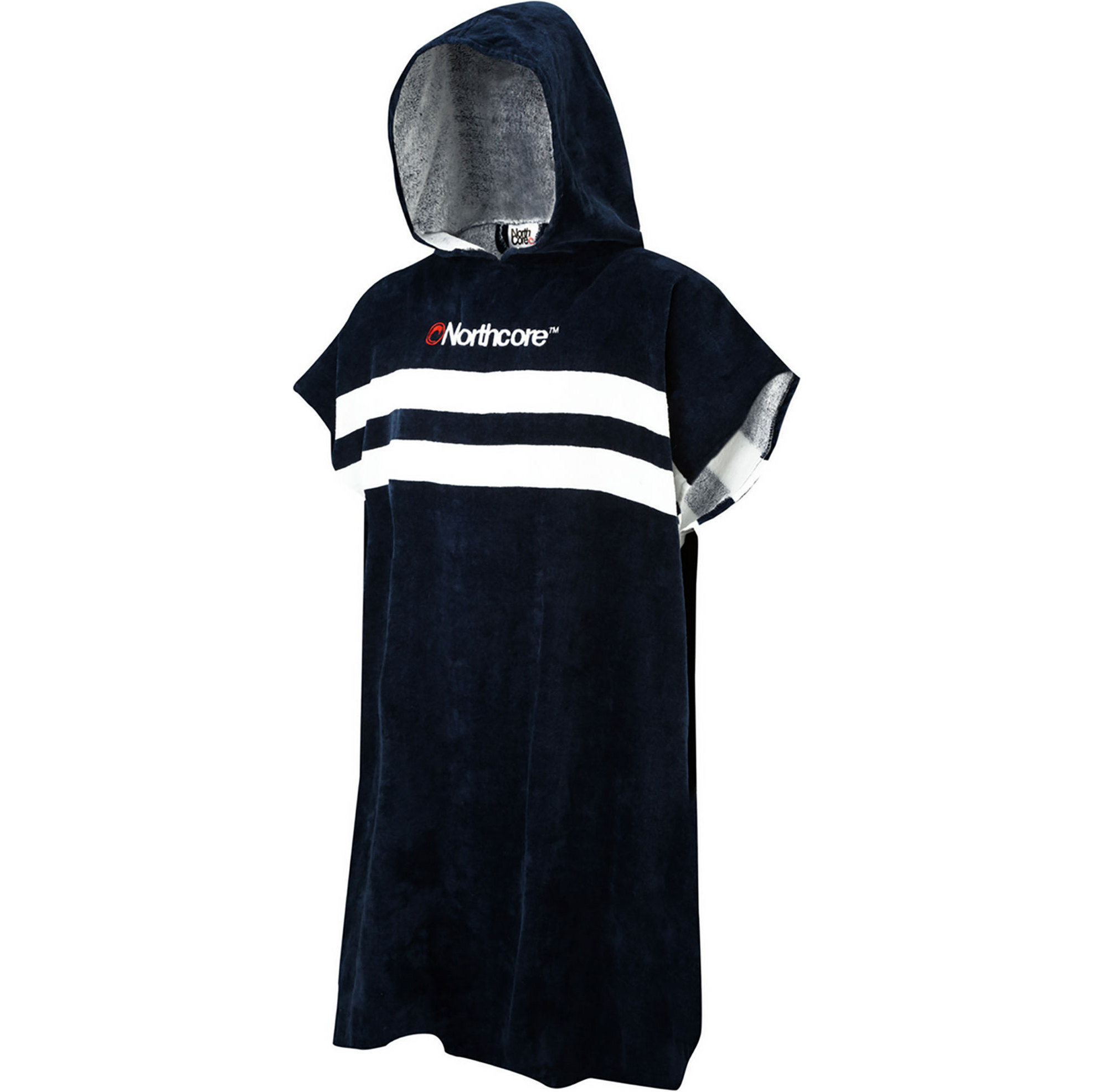 2026 Northcore Beach Basha Stripe Hooded Towel Puslehåndklæde Robe / Poncho NOCO241 - Blue