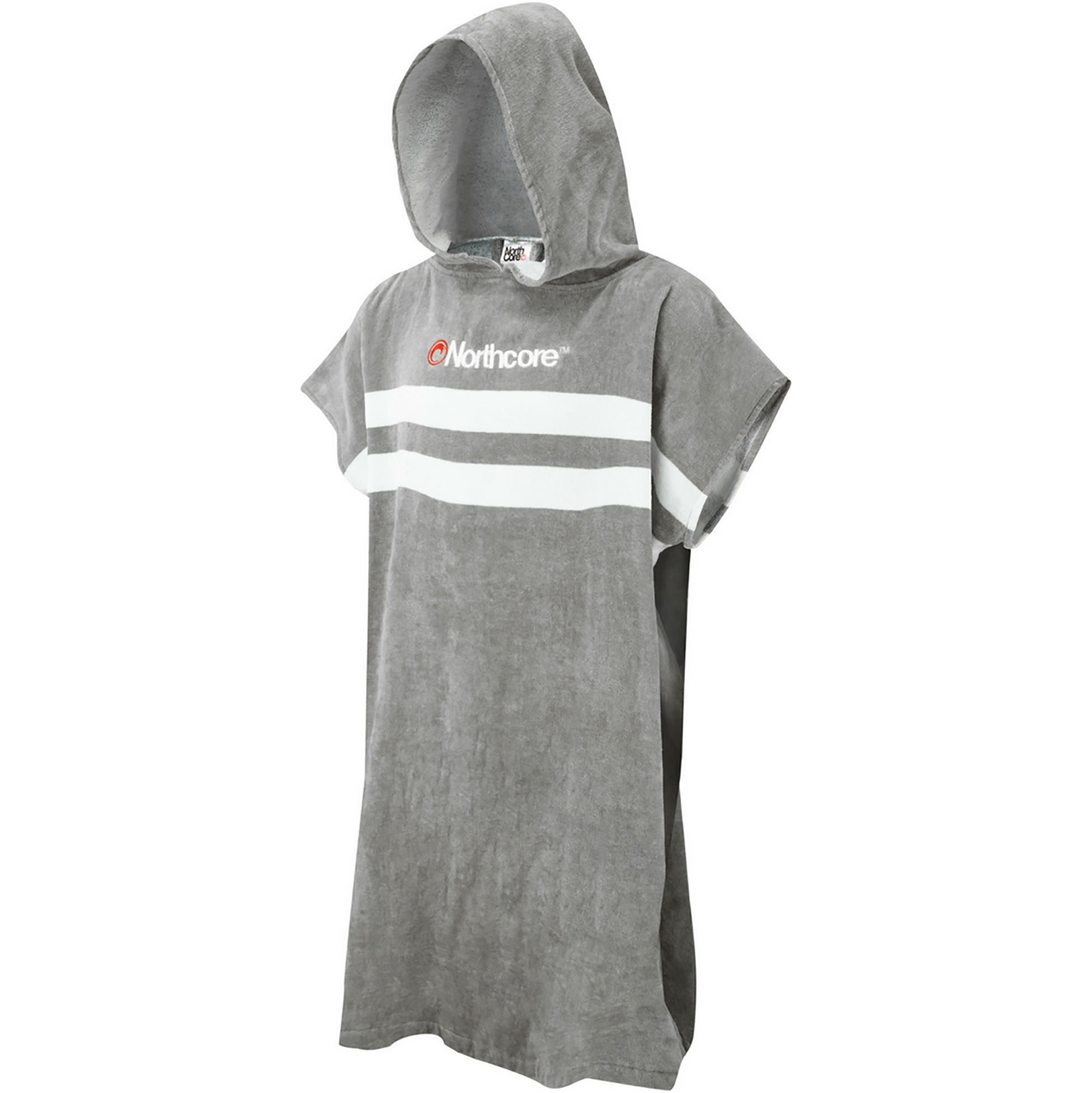 2026 Northcore Strand Basha Stripe Hooded Håndklæde Skift Robe / Poncho NOCO241 - Grey