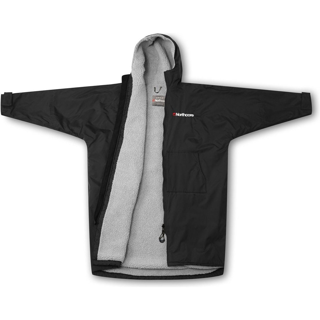 2026 Northcore Beach Basha Sport Langærmet Skiftetøj Robe / Poncho NOCO24N - Black