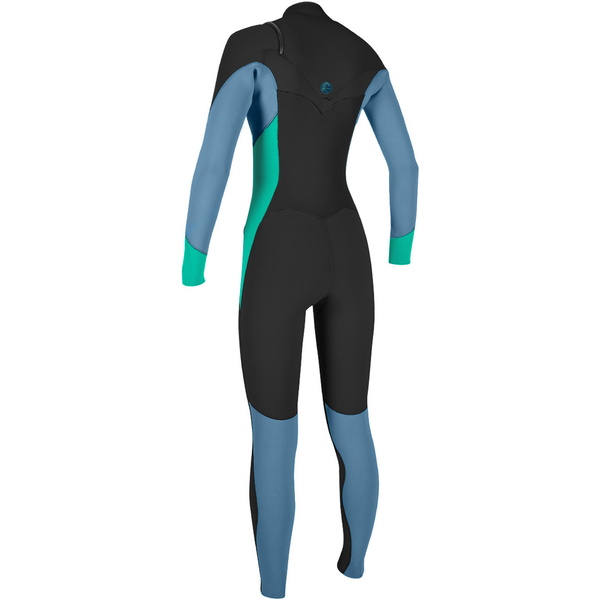 2018 O'Neill Ladies O'Riginal 5 / 4mm Bryst Zip Wetsuit BLACK / SEAGLASS / BLUE 4997