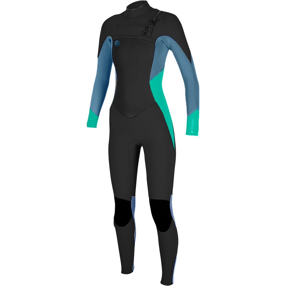 2018 O'Neill Ladies O'Riginal 5 / 4mm Bryst Zip Wetsuit BLACK / SEAGLASS / BLUE 4997