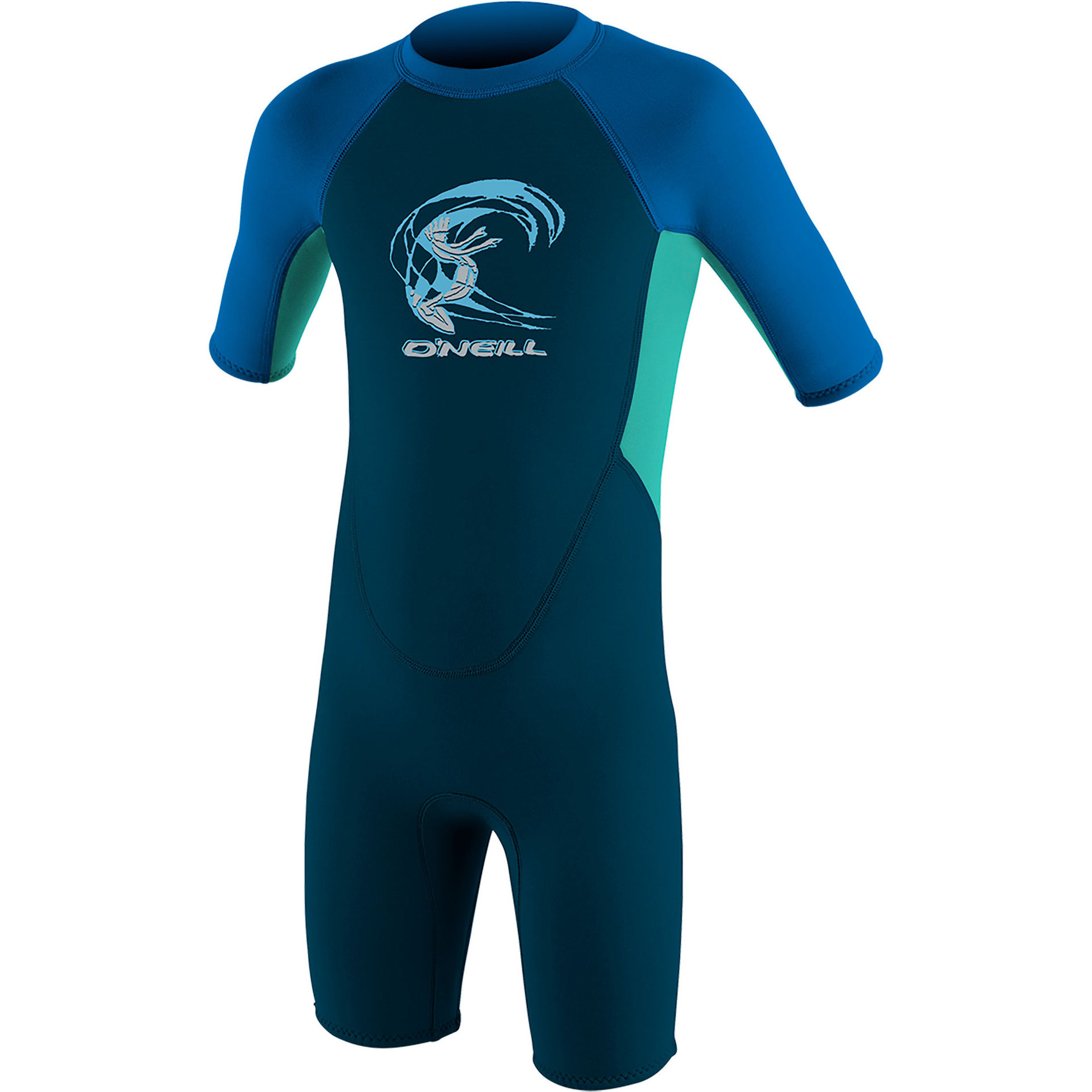 2026 O'neill Småbørn Reactor 2mm Back Zip Shorty Våddragt 4867 - Skifer / Aqua / Ocean