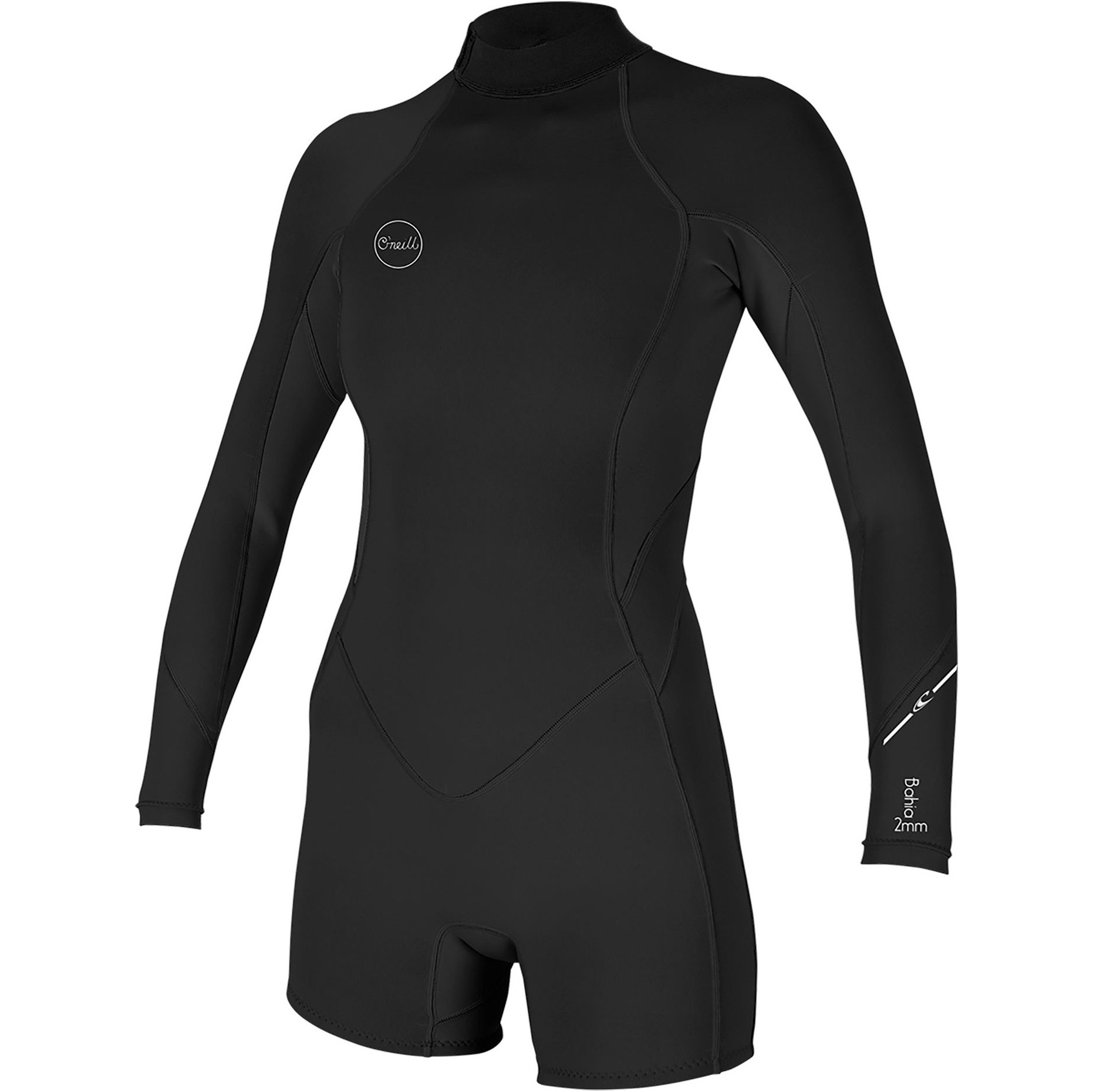 2026 O'Neill Kvinder Bahia 2/1mm Back Zip Langærmet Shorty Våddragt Sort 5291