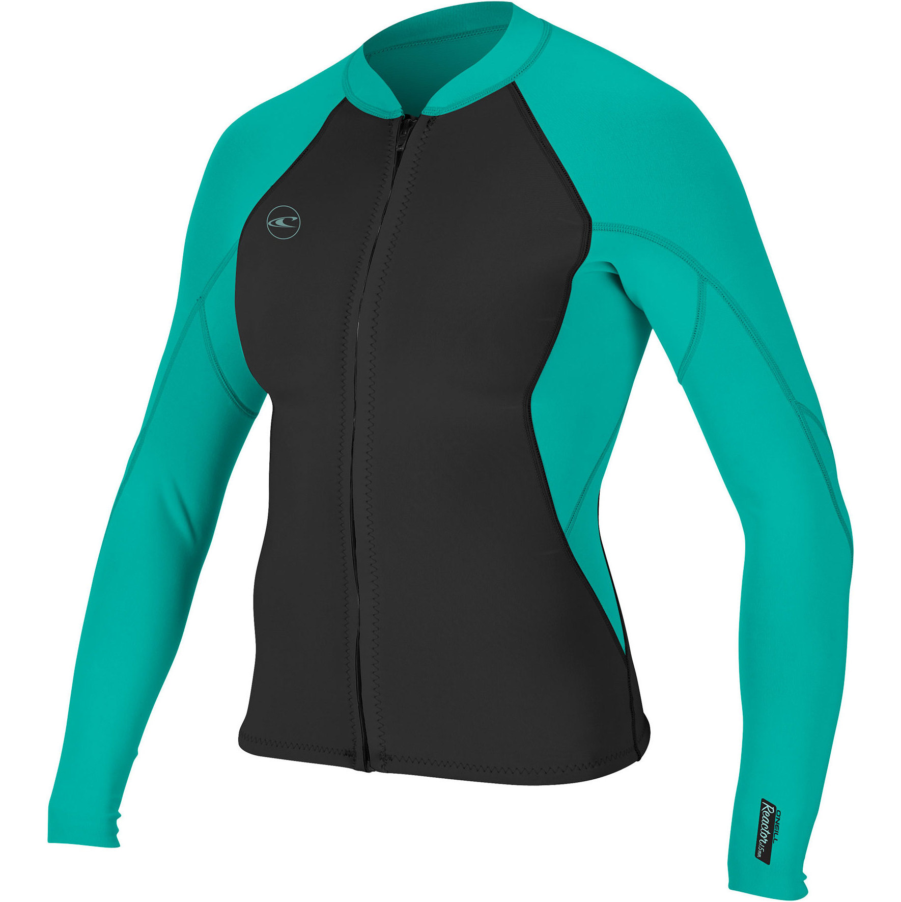 2026 O'neill Kvinder Reactor Ii 1.5mm Front Zip Neoprenjakke 5294 - Sort / Aqua