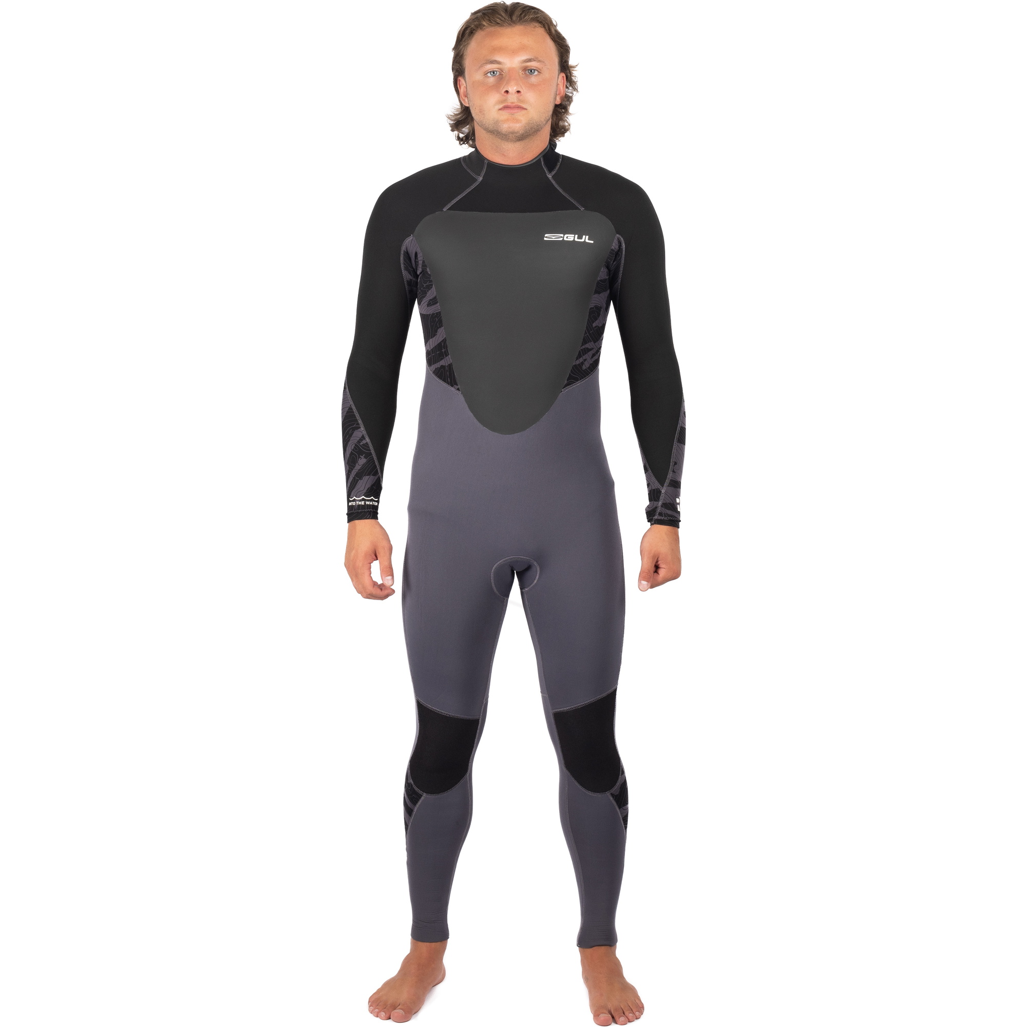 2025 Generøs Mand Response 5/3mm Gbs Back Zip Våddragt Re1213-c1 - Grå/sort