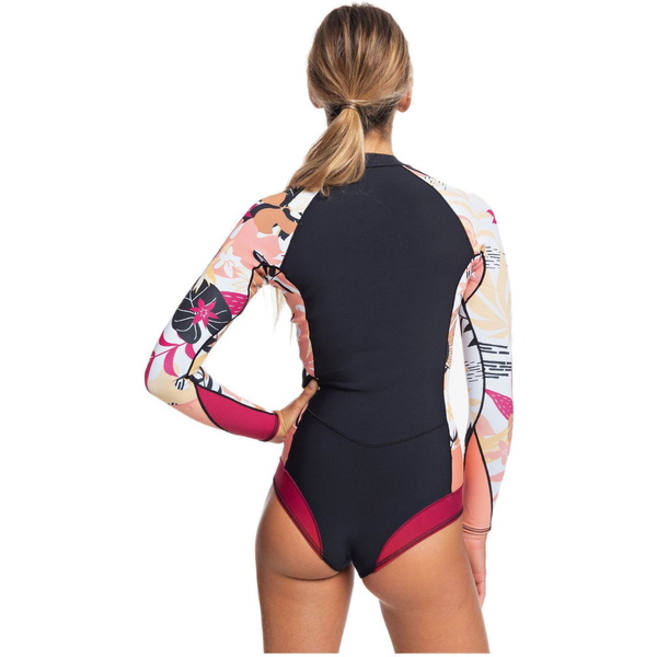 2020 Roxy Kvinder 1mm Pop Surf Langærmet Fræk Spring Shorty Våddragt Erjw403021 - Sort / Terracotta