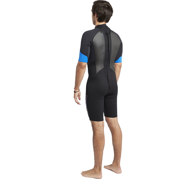 2020 Billabong Mænds Intruder 2mm Back Zip Shorty Våddragt Sort / Blå S42m21