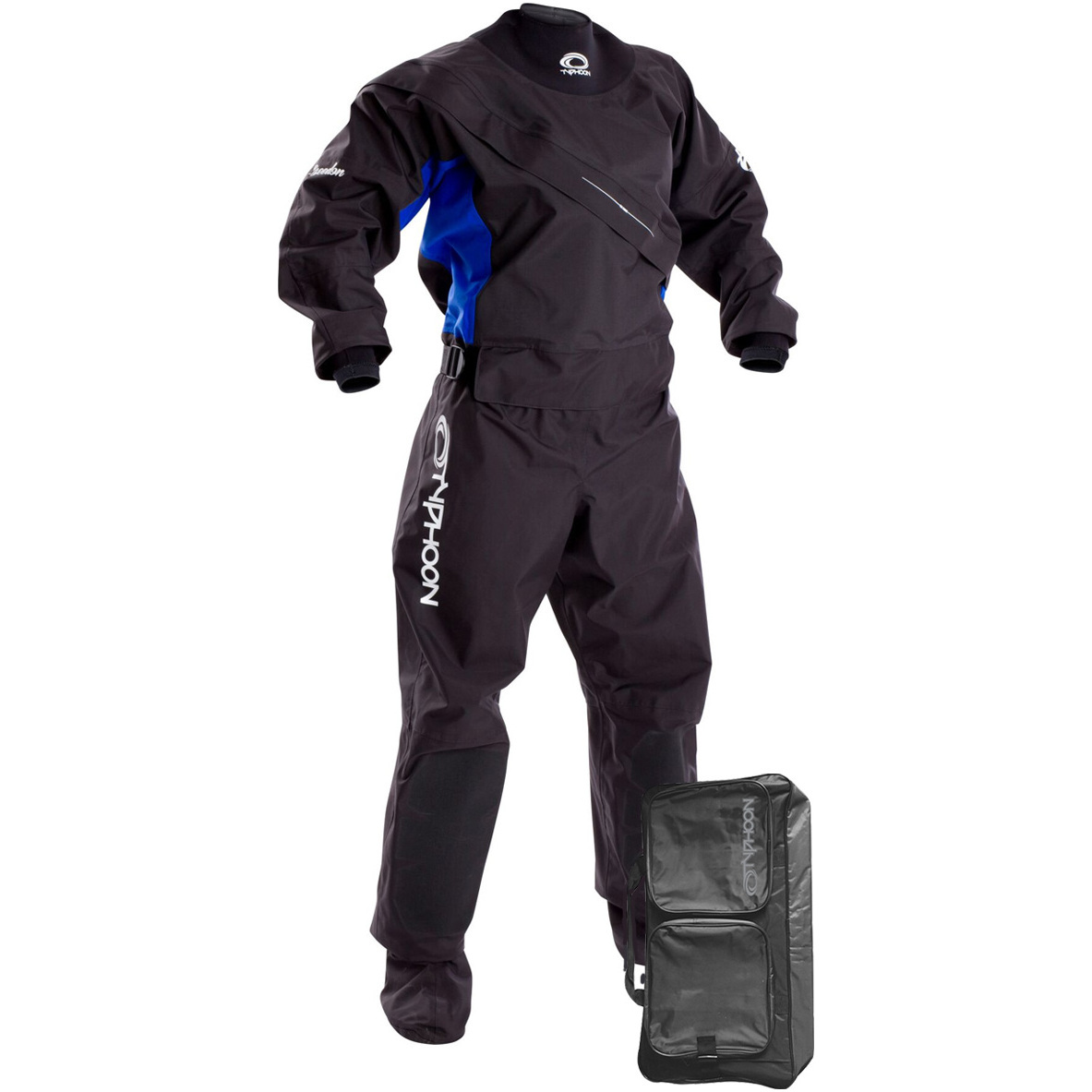 2019 Typhoon Kvinder Ezeedon 3 Front Zip Drysuit Sort / Blå Inklusive Kit Bag 100159