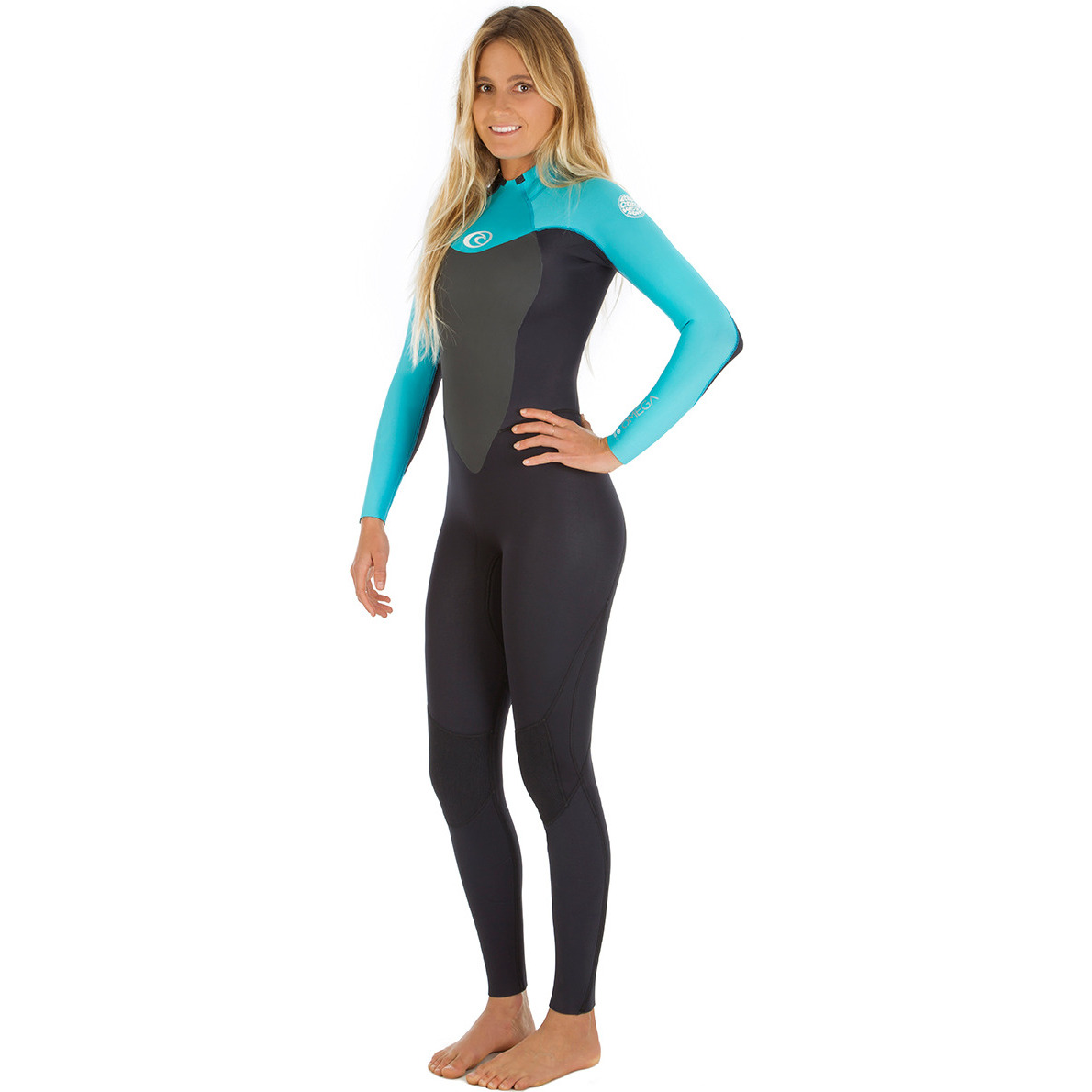 Rip Curl Kvinders Omega 4/3mm Gbs Back Zip Våddragt Sort / Turkis Wsm4cw