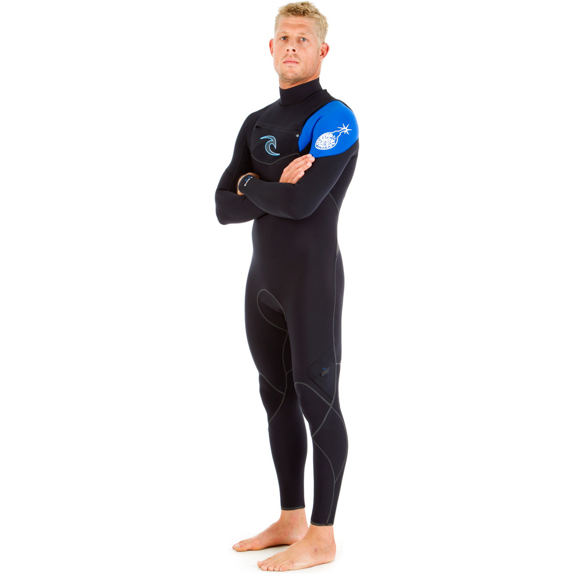 Rip Curl E-Bomb 4 / 3mm GBS Bryst Zip Wetsuit BLUE WSM5BE