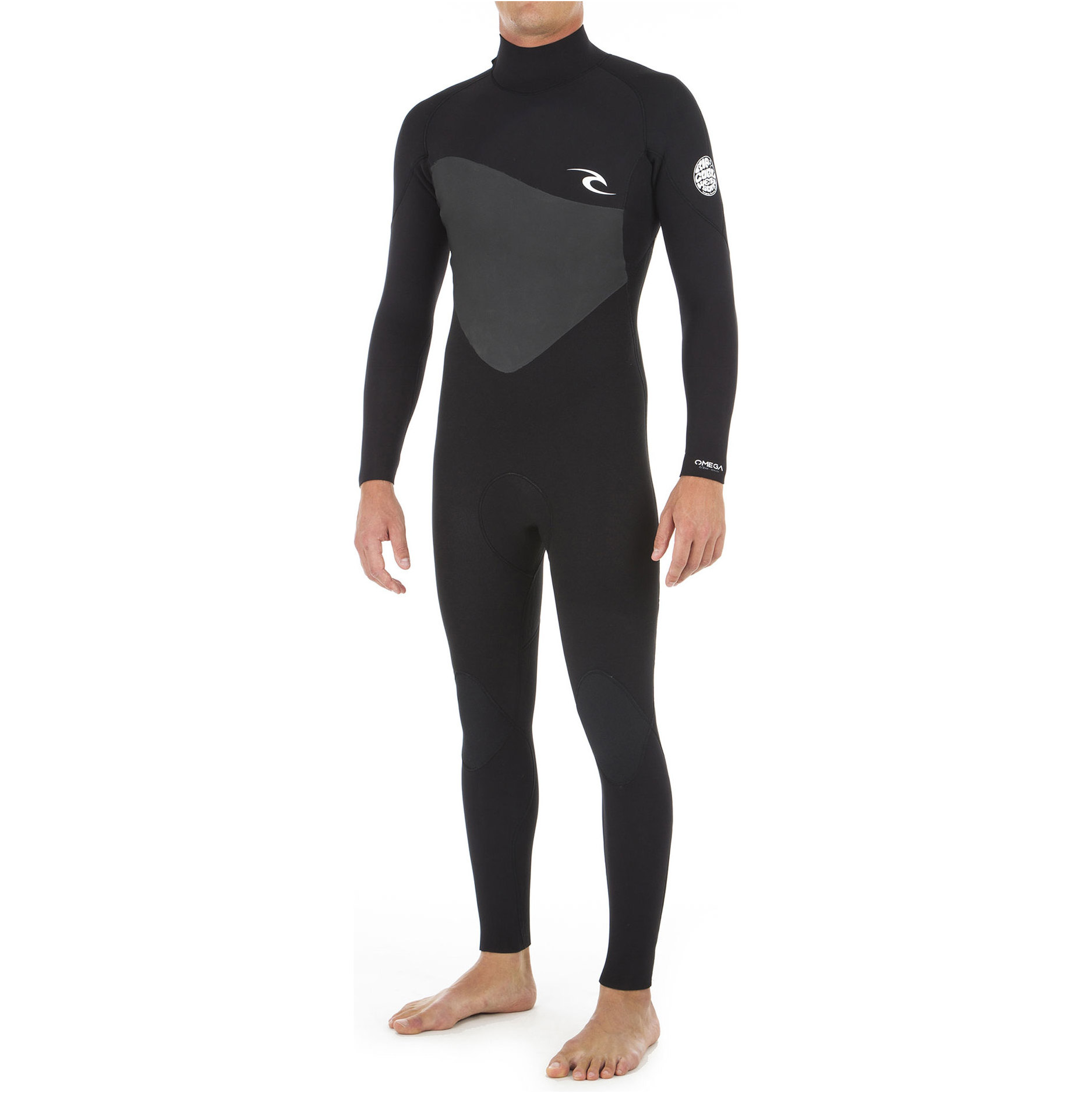 2019 Rip Curl Mænds Omega 3/2mm Flatlock Baglås Back Zip Våddragt Sort Wsm8km