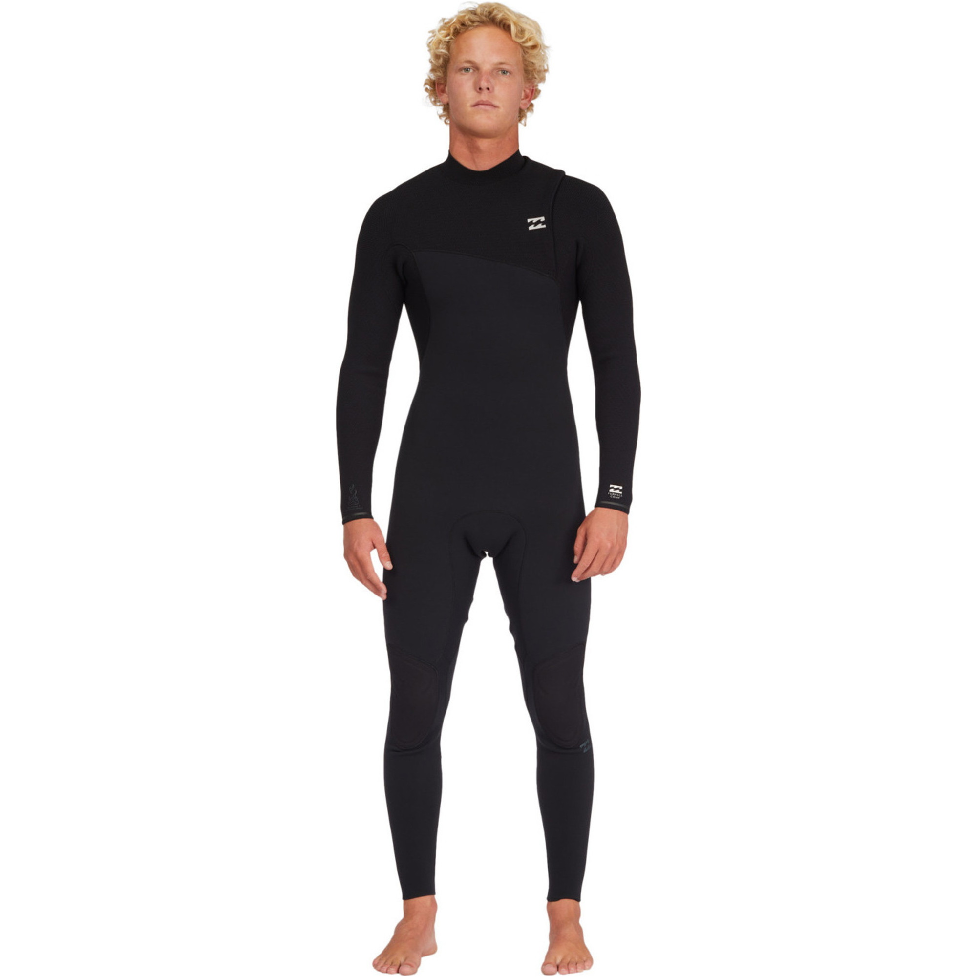 2023 Billabong Mænd Furnace Naturlig 3/2mm Zip Free Våddragt Abyw100183 - Sort