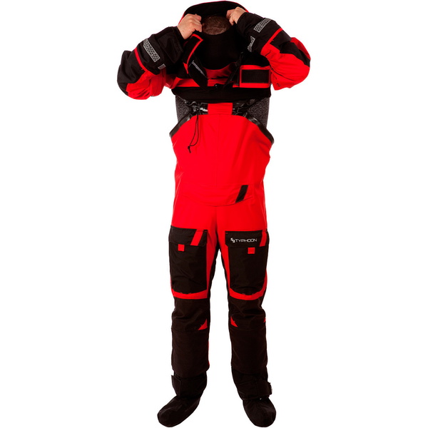 2019 Typhoon PS330 Xtreme Kajak / Ocean Sejlads Drysuit + Con Zip Sort / Rød 100.151