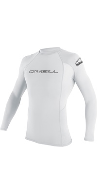 2026 Oneill Herre Basic Skins Langærmet Crew Lycra Vest 3342 - Hvid