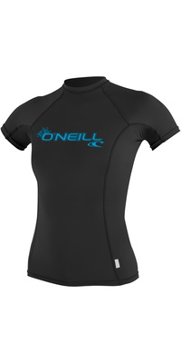 2026 Oneill Kvinders Grundlæggende Skins Kortærmet Crew Lycra Vest 3548 - Sort