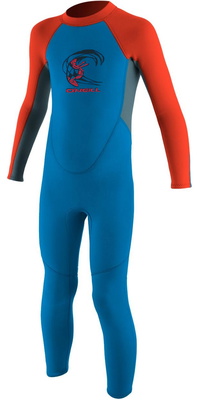 2026 Oneill Småbørn Reactor 2mm Back Zip Våddragt 4868 - Blå / Neonrød
