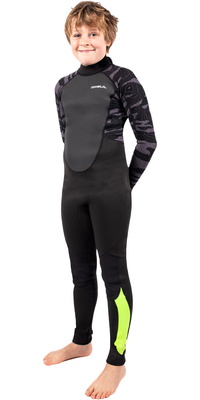 2026 Gul Junior Response 3/2mm Flatlock Back Zip Våddragt RE1322-C1 - Black / Contour Camo
