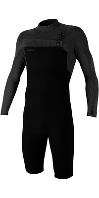2026 ONeill Herre Hyperfreak 2mm Langærmet Chest Zip Shorty Våddragt 5496 - Black