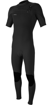 2026 Oneill Mand Hyperfreak 2mm Kortærmet Chest Zip Våddragt 5497 - Sort