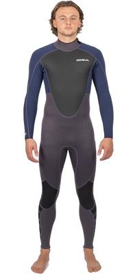 2026 Gul Herre Response 3/2mm Flatlock Back Zip Våddragt RE1321-C1 - Grey / Navy