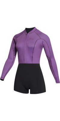 2023 Mystic Kvinders Lunar 2mm Langarm Front Zip Shorty Våddragt 35000.230112 - Sunset Purple