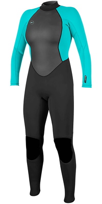 2025 Oneill Kvinder Reactor Ii 3/2mm Back Zip Våddragt 5042 - Sort / Aqua