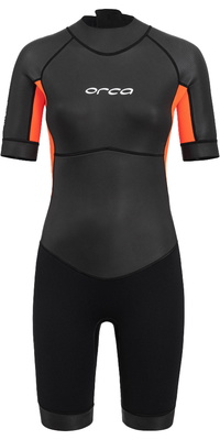 2026 Orca Womens Vitalis Back Zip Open Water Swim Shorty Våddragt NN6Y - Black